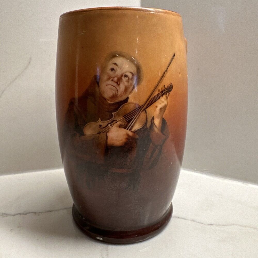 Antique Fiddling Monk Mug - Friar/Monk - With Dragon Handle Stein Mug